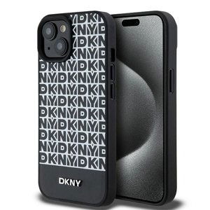 Originální pouzdro DKNY hardcase Leather Printed Pattern Metal Logo MagSafe DKHMP15SPSOSPK pro iPhone 13-14-15 black