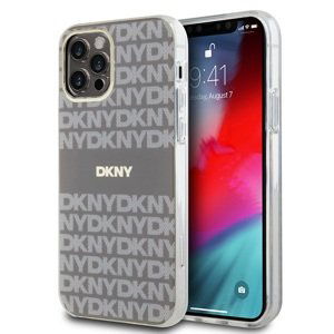 Zadní Kryt DKNY PC/TPU Repeat Pattern Tonal Stripe Magsafe pro iPhone 12/12 Pro Beige