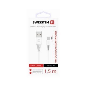 Datový kabel Swissten pro outdoorové smartphony USB-C (Type-C) 1,5m bílý 36889