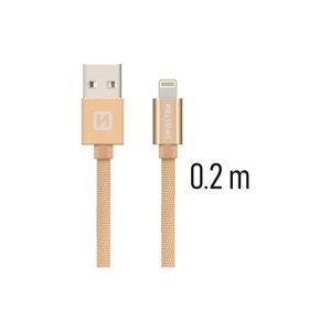 Datový kabel Swissten Lightning 0,2m zlatý 43826