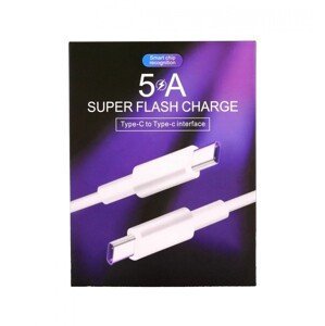 Datový kabel TopQ Super Flash Charge USB-C - USB-C 1 m bílý 5A 60159