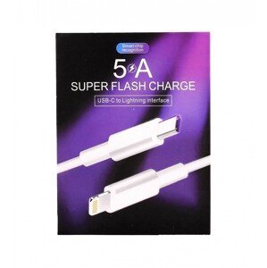 Datový kabel TopQ Super Flash Charge USB-C - Lightning 1 m bílý 5A 60168