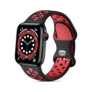 Silikonový řemínek TopQ Bubble pro Apple Watch 3-4-5-6-SE 42-44mm černo-červený 60331