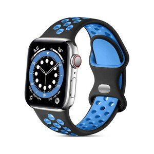 Silikonový řemínek TopQ Bubble pro Apple Watch 3-4-5-6-SE 42-44mm černo-modrý 60332