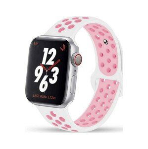 Silikonový řemínek TopQ Bubble pro Apple Watch 3-4-5-6-SE 42-44mm bílo-růžový 60335