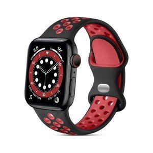 Silikonový řemínek TopQ Bubble pro Apple Watch 3-4-5-6-SE 38-40mm černo-červený 60370