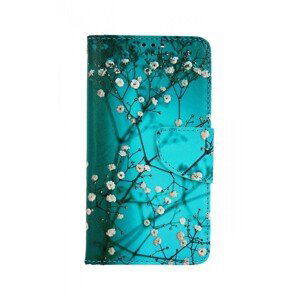 Pouzdro TopQ iPhone 13 knížkové Modré s květy 66337 (kryt neboli obal na mobil iPhone 13)