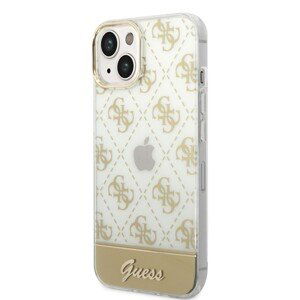 Guess PC/TPU Peony Glitter Script Logo Zadní kryt pro iPhone 14 Plus Gold