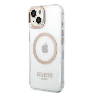 Guess Transparent MagSafe Kompatibilní Zadní Kryt pro iPhone 14 Plus Gold