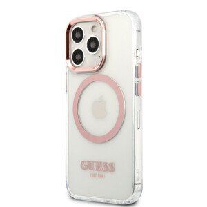 Guess Transparent MagSafe Kompatibilní Zadní Kryt pro iPhone 13 Pro Max Pink