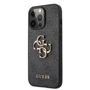 Guess PU 4G Metal Logo Zadní Kryt pro iPhone 13 Pro Grey