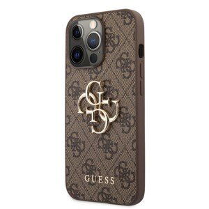 Guess PU 4G Metal Logo Zadní Kryt pro iPhone 13 Pro Brown