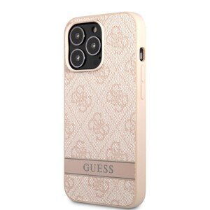 Guess PU 4G Stripe Zadní Kryt pro iPhone 13 Pro Pink