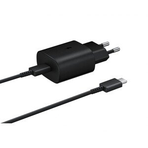 EP-TA800XBE Samsung Quickcharge 25W Cestovní nabíječka + USB-C Datový Kabel Black