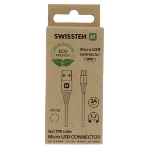 Datový kabel swissten usb/micro usb bílý 1,2m  (eco balení)