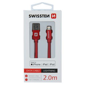 Datový kabel swissten textile usb / lightning mfi 2,0 m červený