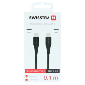 Datový kabel swissten usb-c / usb-c 0,4 m černý