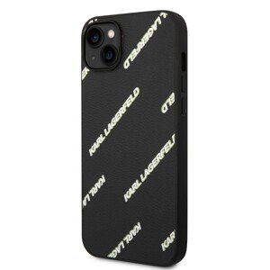 Karl Lagerfeld PU Grained Leather Logomania Zadní Kryt pro iPhone 14 Plus Black