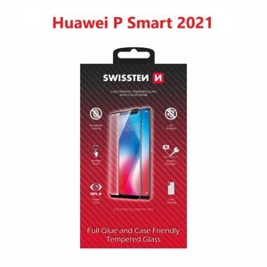 Sklo swissten full glue, color frame, case friendly huawei p smart 2021 černé