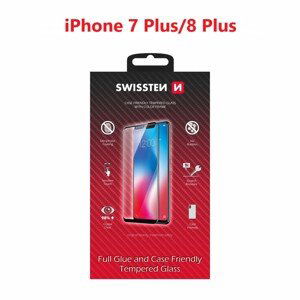 Sklo swissten full glue, color frame, case friendly apple iphone 7 plus/8 plus černé