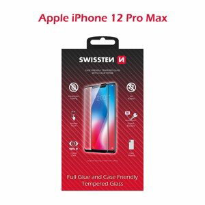 Sklo swissten full glue, color frame, case friendly apple iphone 12 pro max černé