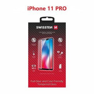 Sklo swissten full glue, color frame, case friendly apple iphone 11 pro černé