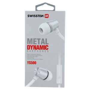 Sluchátka swissten earbuds dynamic ys500 stříbrno/bílá