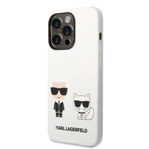 Karl Lagerfeld and Choupette Liquid Silicone Zadní Kryt pro iPhone 14 Pro Max White