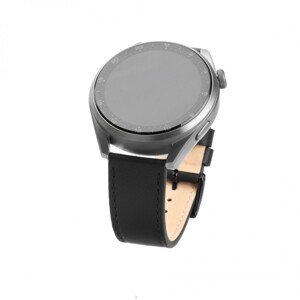 Kožený řemínek FIXED Leather Strap s Quick Release 20mm pro smartwatch, černý