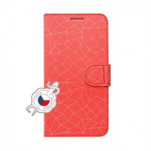 Pouzdro typu kniha FIXED FIT pro Apple iPhone XS, motiv Red Mesh