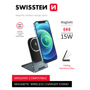 Swissten wireless nabíječka ultra thin (magsafe compatible)