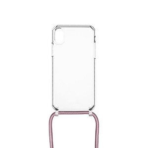 Pouzdro FIXED Pure Neck s růžovou šňůrkou na krk pro Apple iPhone XR
