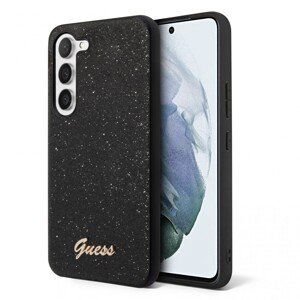 Guess PC/TPU Glitter Flakes Metal Logo Zadní Kryt pro Samsung Galaxy S23 Black