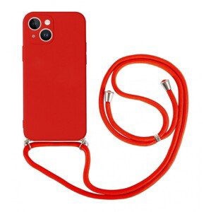 Kryt TopQ iPhone 14 Plus červený se šňůrkou 92643 (pouzdro neboli obal na mobil iPhone 14 Plus)