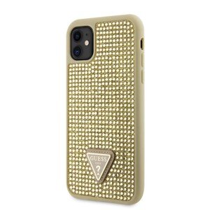 Zadní kryt Guess Rhinestones Triangle Metal Logo na iPhone 11 zlatý