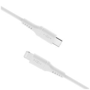 Nabíjecí a datový kabel FIXED Liquid silicone s konektory USB-C/Lightning a podporou PD, 2m, MFI, bílá