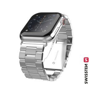 Kovový řemínek Swissten pro Apple Watch 42-44 mm, stříbrná