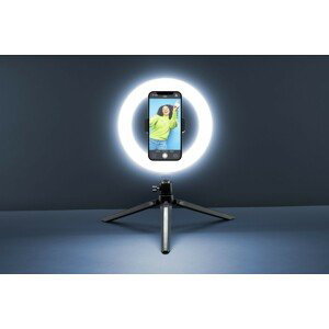 Tripod Cellularline Selfie Ring s LED osvětlením pro selfie fotky a videa, černá