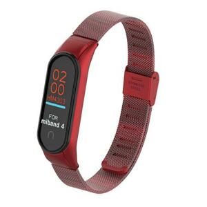 Deveroux ocelový milánský řemínek pro MiBand 3/4, easy click, červená