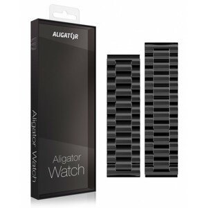 Náhradní kovový řemínek pro Aligator Watch Pro a Aligator Watch Pro X 22mm, černá