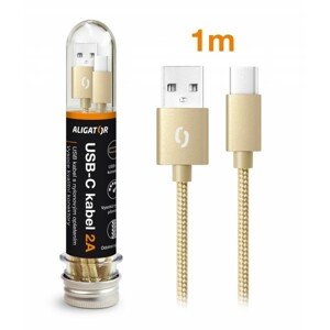 Datový kabel ALIGATOR TUBA 2A, USB-C, zlatá