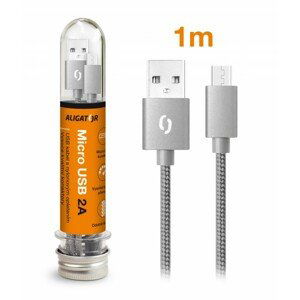 Datový kabel ALIGATOR TUBA 2A, Micro USB, šedá