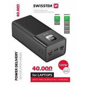 SWISSTEN POWER LINE POWER BANK 40000 mAh 100W POWER DELIVERY BLACK