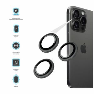 Ochranná skla čoček fotoaparátů FIXED Camera Glass pro Apple iPhone 15 Pro/15 Pro Max, space gray