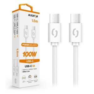 Datový kabel ALIGATOR POWER 100W, USB-C/USB-C, bílá