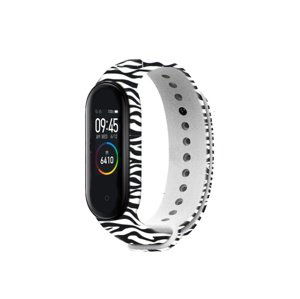 Silikonový řemínek Rhinotech Strap pro Xiaomi Mi Band 3/4, motiv zebra