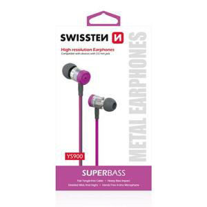 SWISSTEN sluchátka earbuds superbass YS900 růžové
