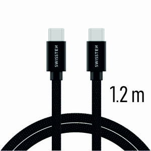 Datový kabel Swissten Textile USB-C 1,2 M, black