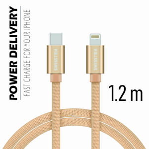 Datový kabel Swissten Textile USB-C/ Lightning 1,2 M, gold