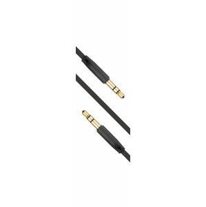 Plochý AUX kabel Fixed s konektory 2 x 3,5 mm jack černý